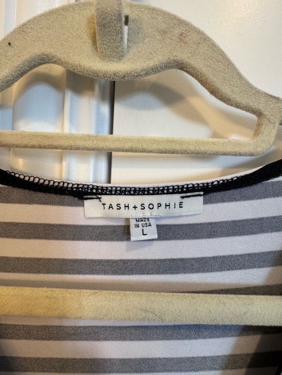 Striped Black & White Wrap Jumpsuit with Self-Tie - Picture 2 of 6